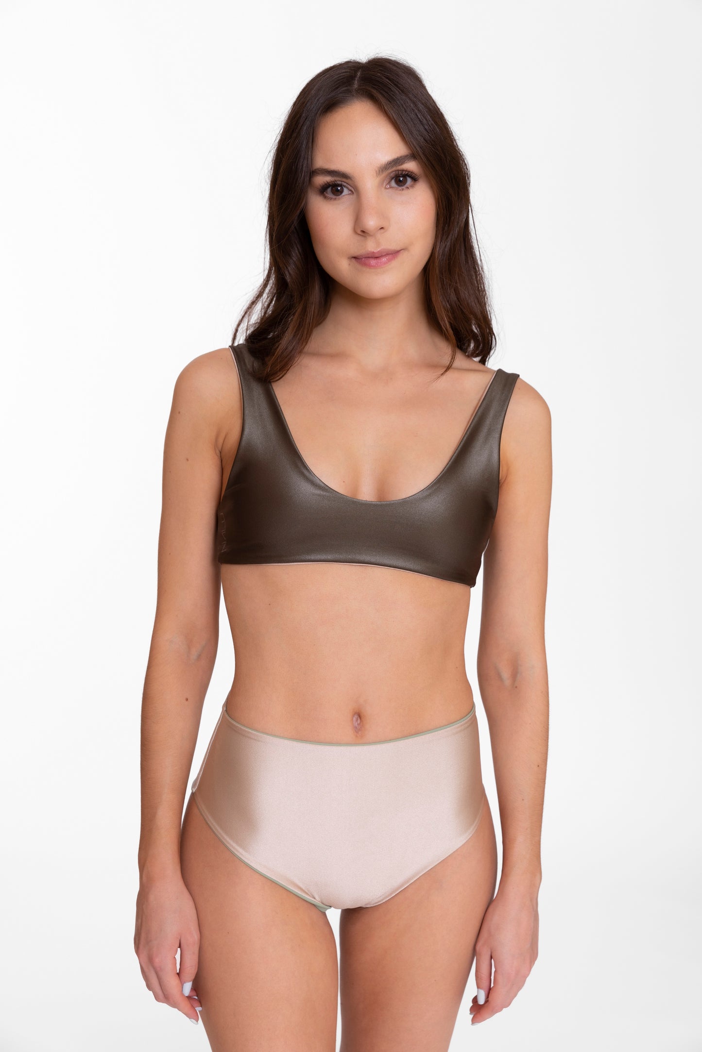 Kalea Top Reversible - Metallic Green / Metallic Rose