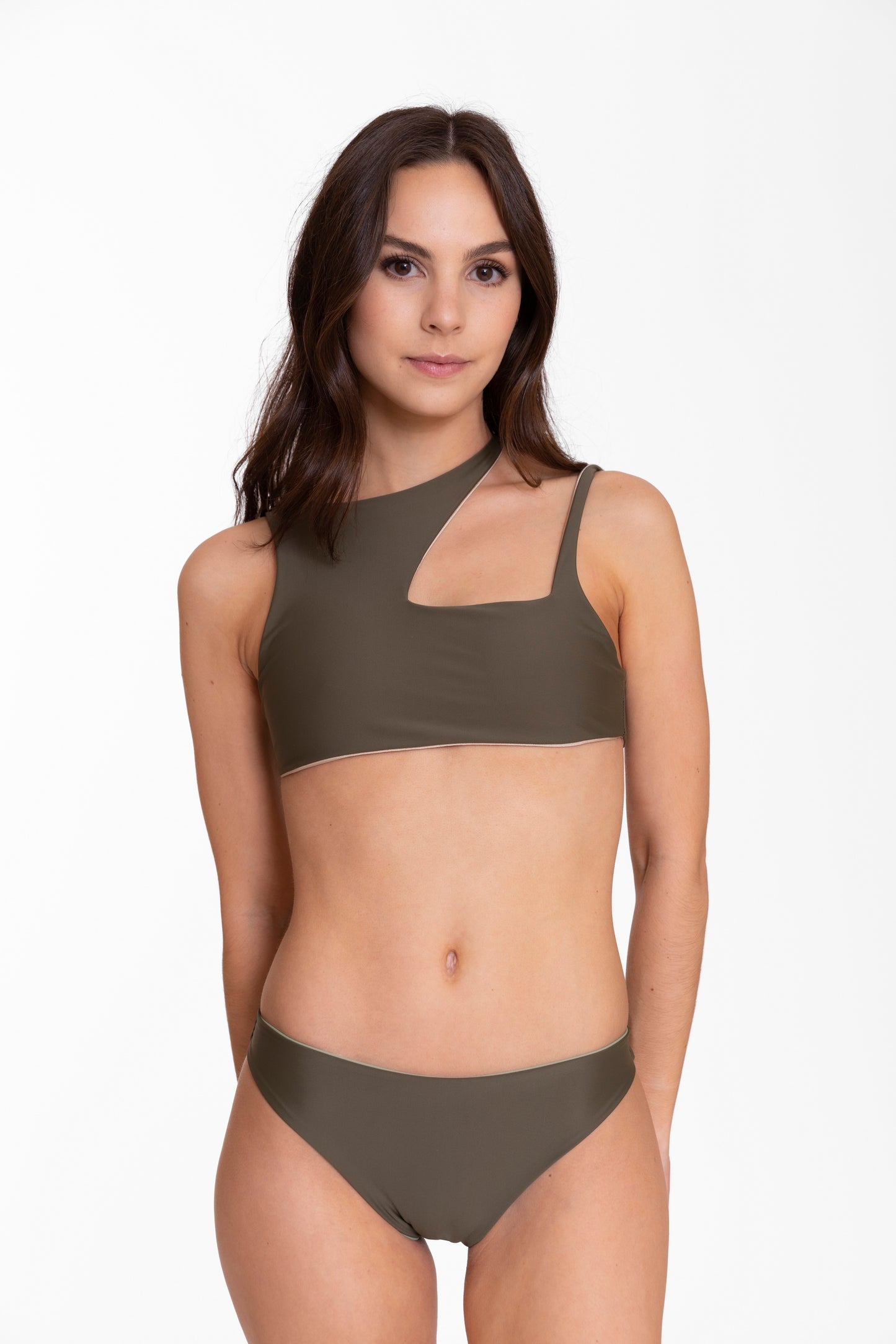 Kala Top Reversible - Olive / Metallic Rose